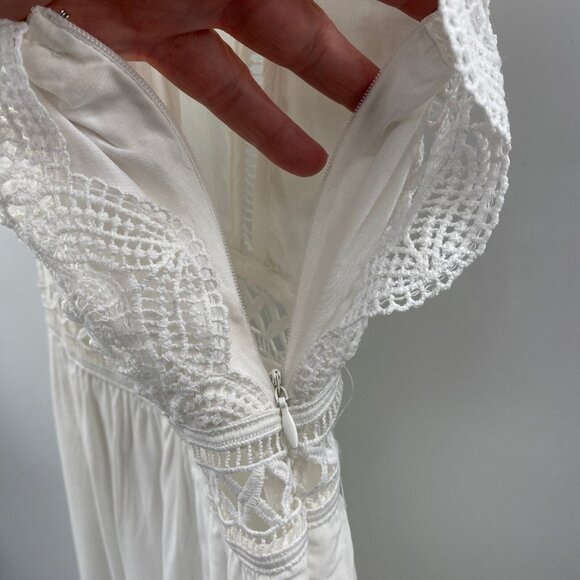 Aqua Dress Womens‎ XS White Cotton Polyester Crochet Cap Sleeves Boho Hippie - Picture 6 of 8